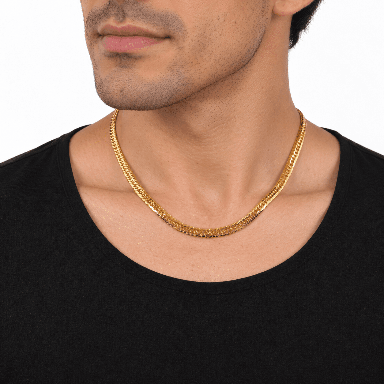 N1616 Necklace K18 16.65g M-Cut 16 Sided Triple Kihei 0.7mm 40cm
