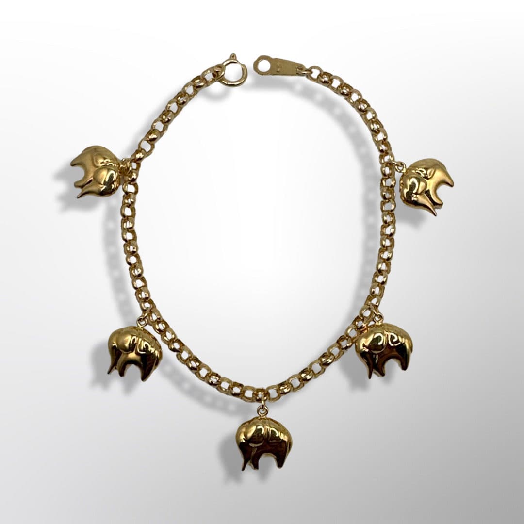 BL5RE Bracelet K18 6.90g Roro Chain 5 Elephant Charms 18cm