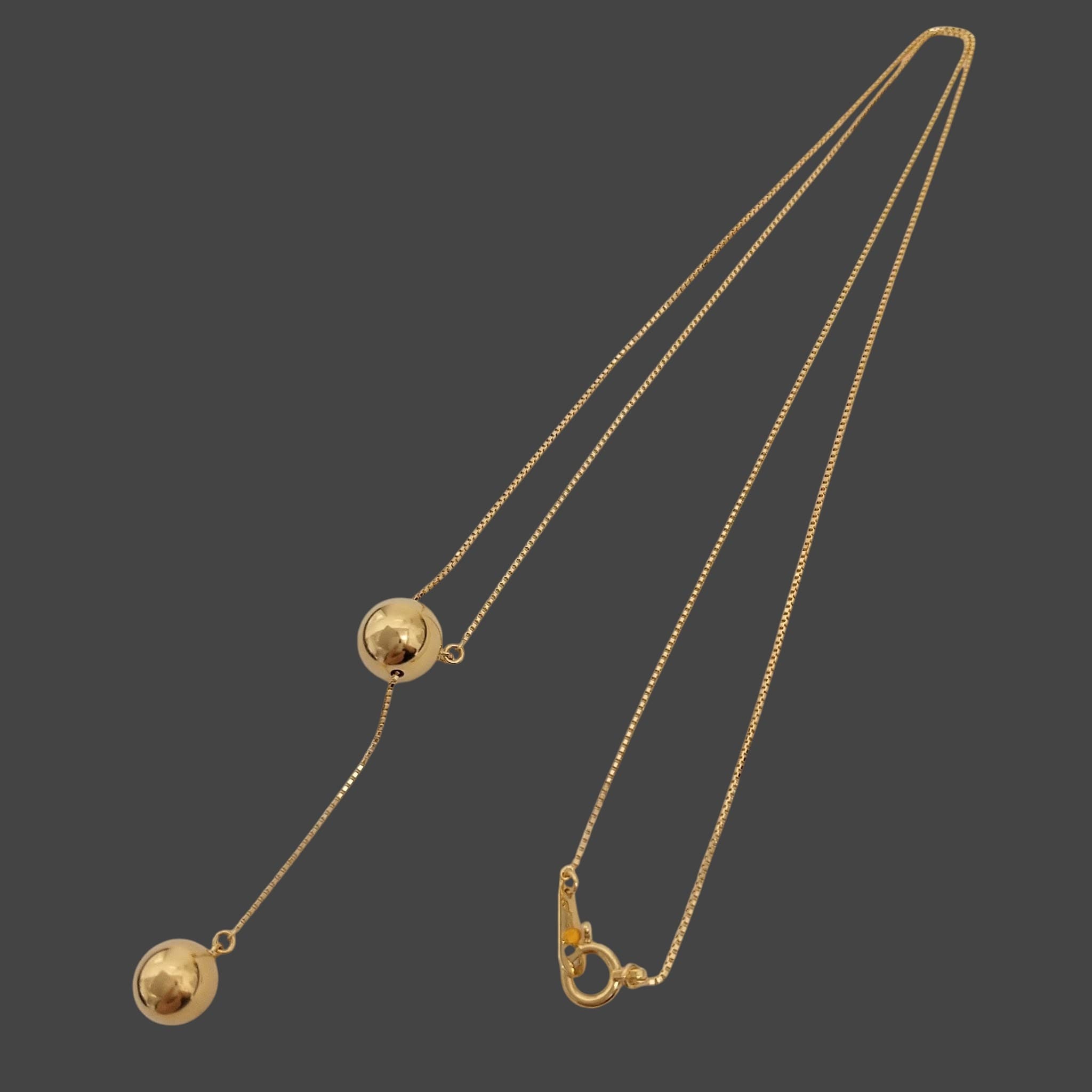 NL606 Necklace K18 2.10g Double Top Ball 7/8mm Adjustable 42cm