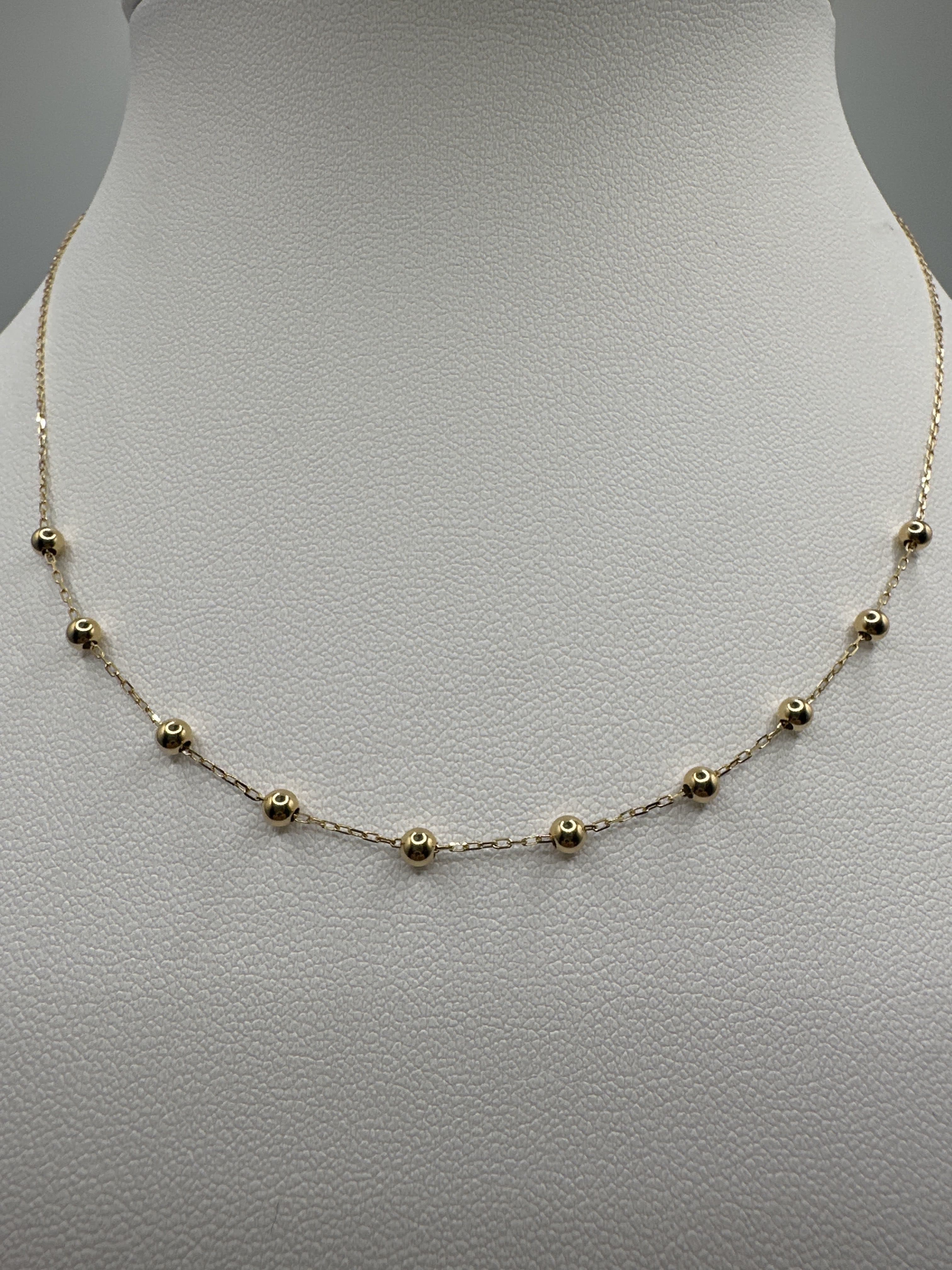 NL366 Necklace K18 1.25g 10pc Ball 3.0mm Station Movable 40cm