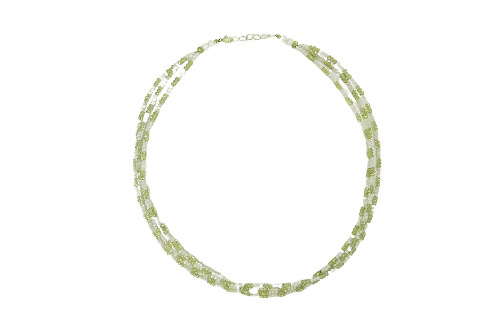 NLWCP1 Necklace K18 White Coral Peridot 3 Layers 42-44cm