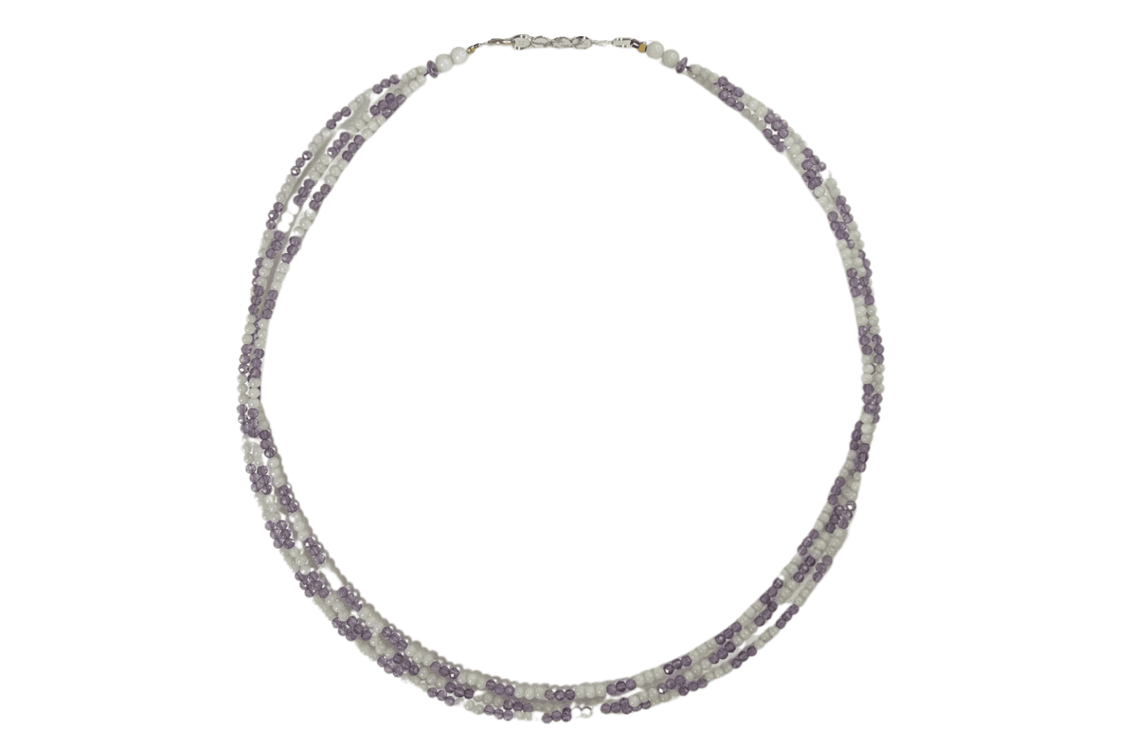 NLWCA Necklace K18 White Coral Amethyst 3 Layers 42-44cm