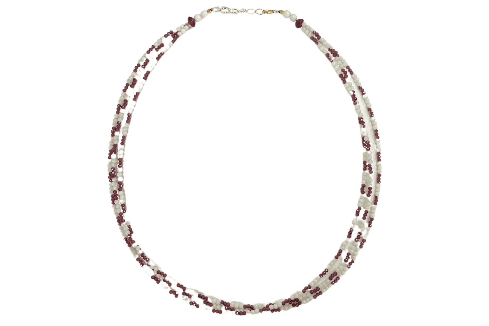 NLWCG Necklace K18 White Coral Garnet 3 Layers 42-44cm