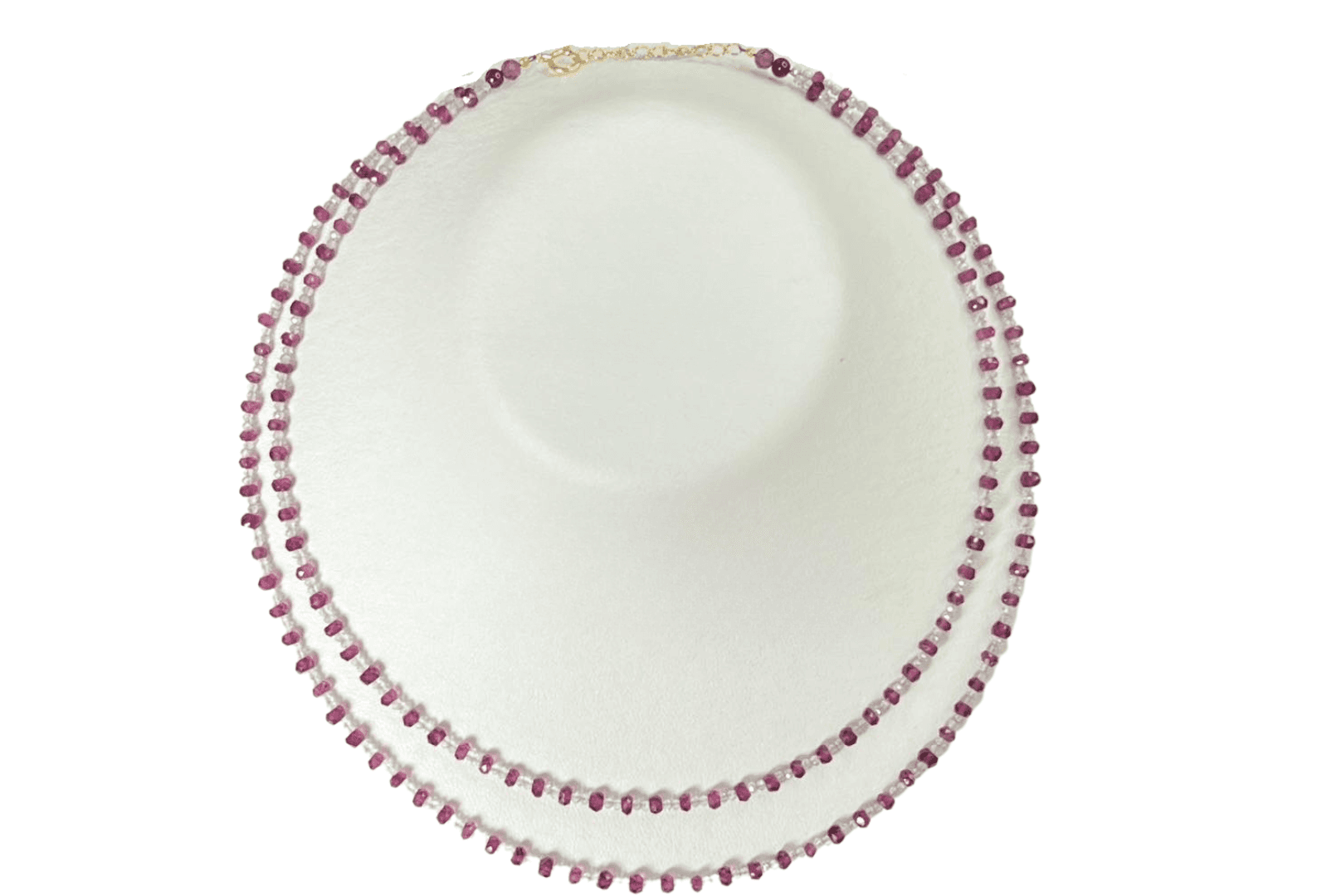 NLGWQ Necklace K18 Garnet White Quartz 2 Layers 39-41cm