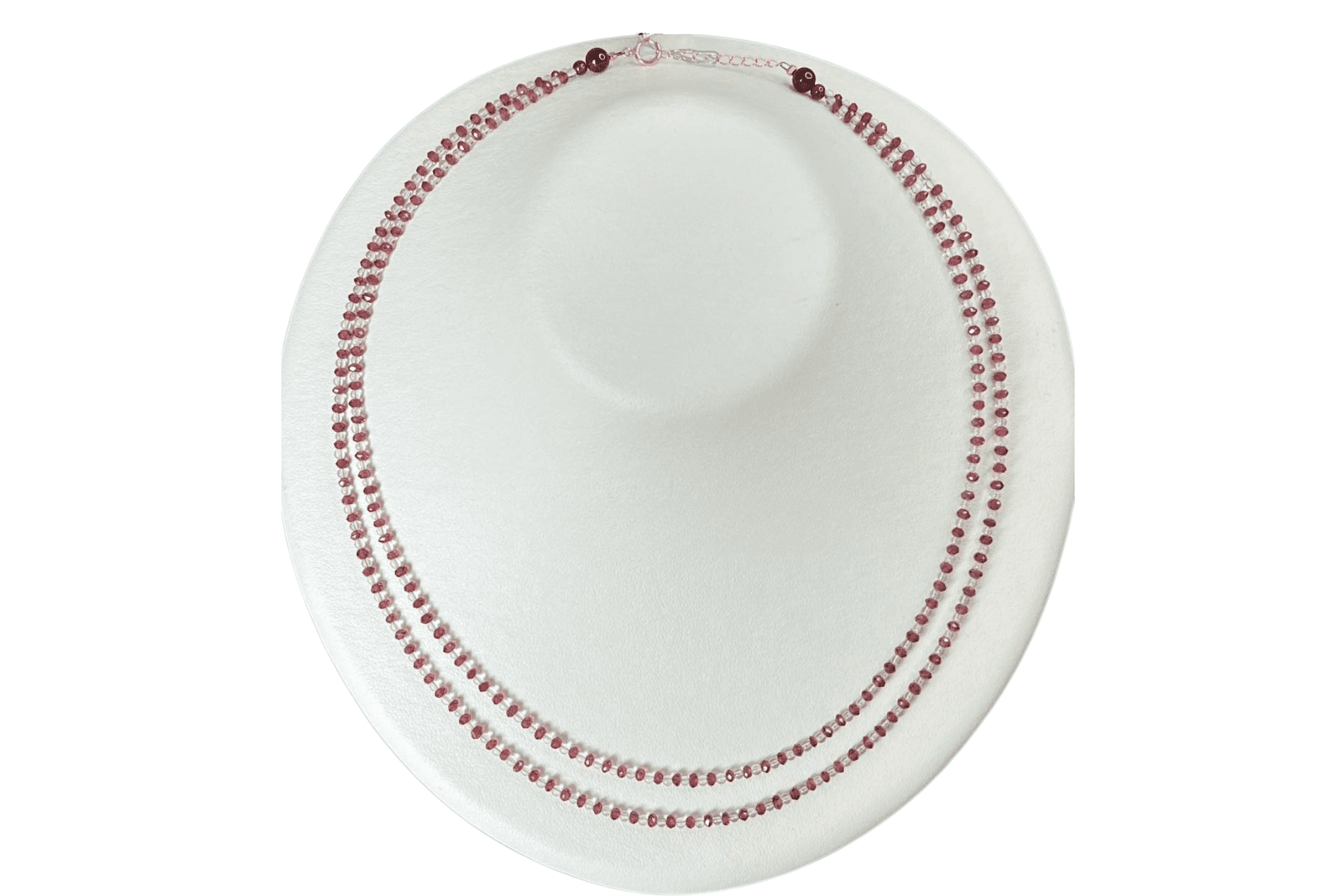 NLGWT Necklace K18 Garnet White Topaz2 Layers 44-46cm
