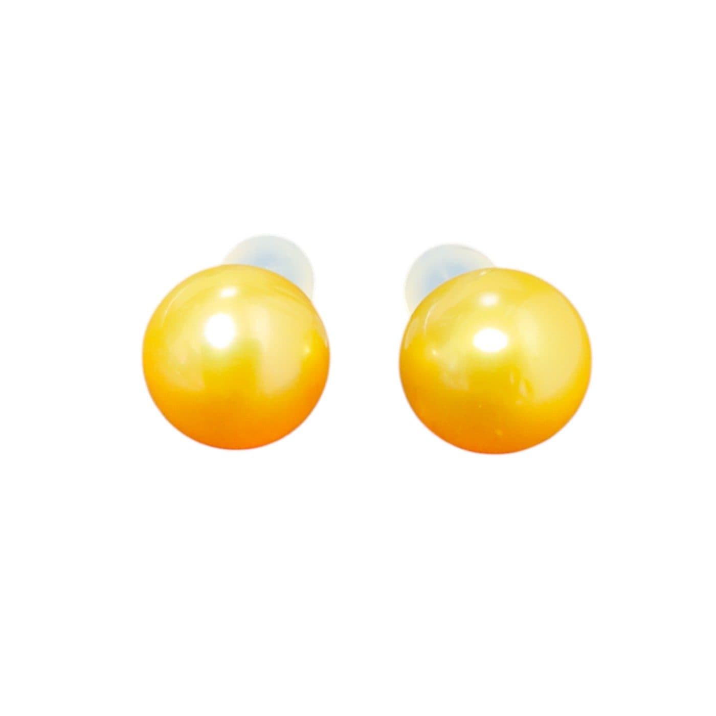 EGS10 Earrings PT900 Natural Golden South Sea Pearl 10.0mm