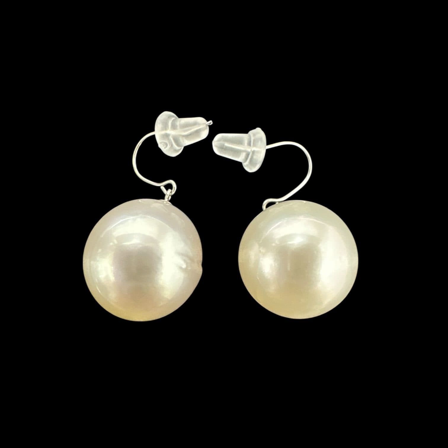 ESH9 Earrings PT900 Natural White South Sea Pearl 9.0mm Hook Type