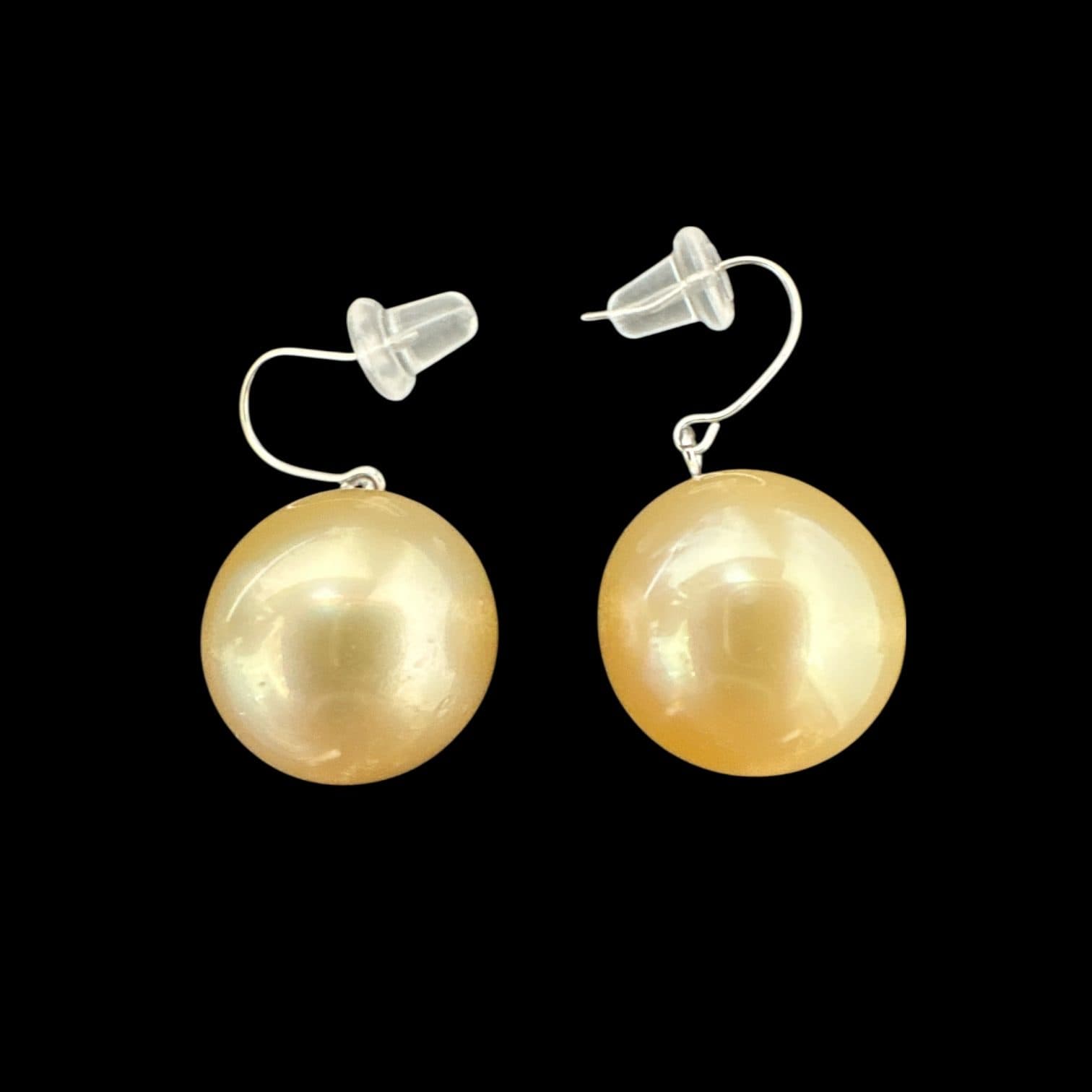 ESG13 Earrings PT900 Natural Golden South Sea Pearl 13.0mm Hook Type