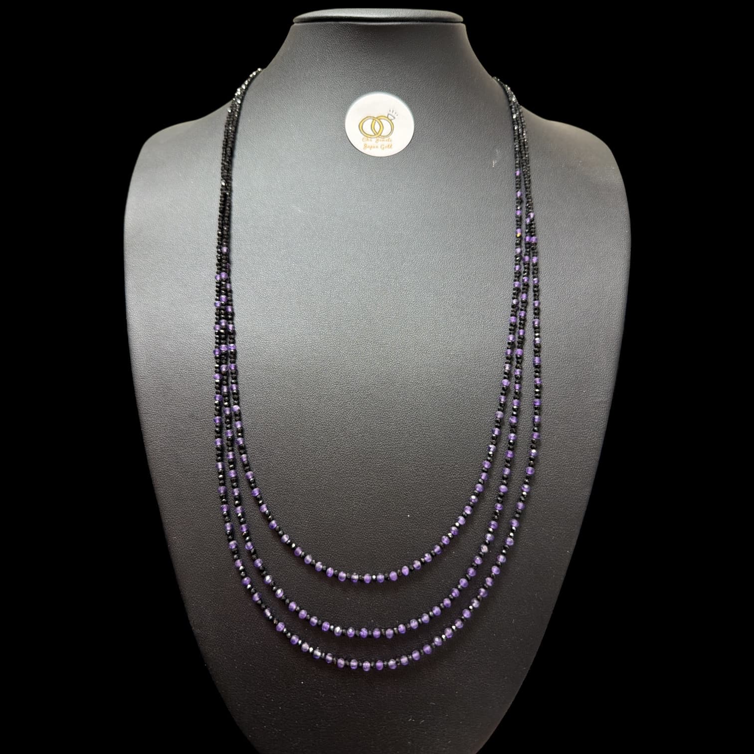 N70A3 Necklace SV925 Spinel Amethyst 70cm 3 Layers