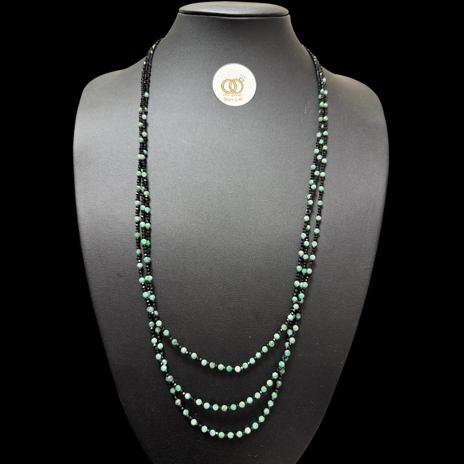 N70E3 Necklace SV925 Spinel Emerald 70cm 3 Layers