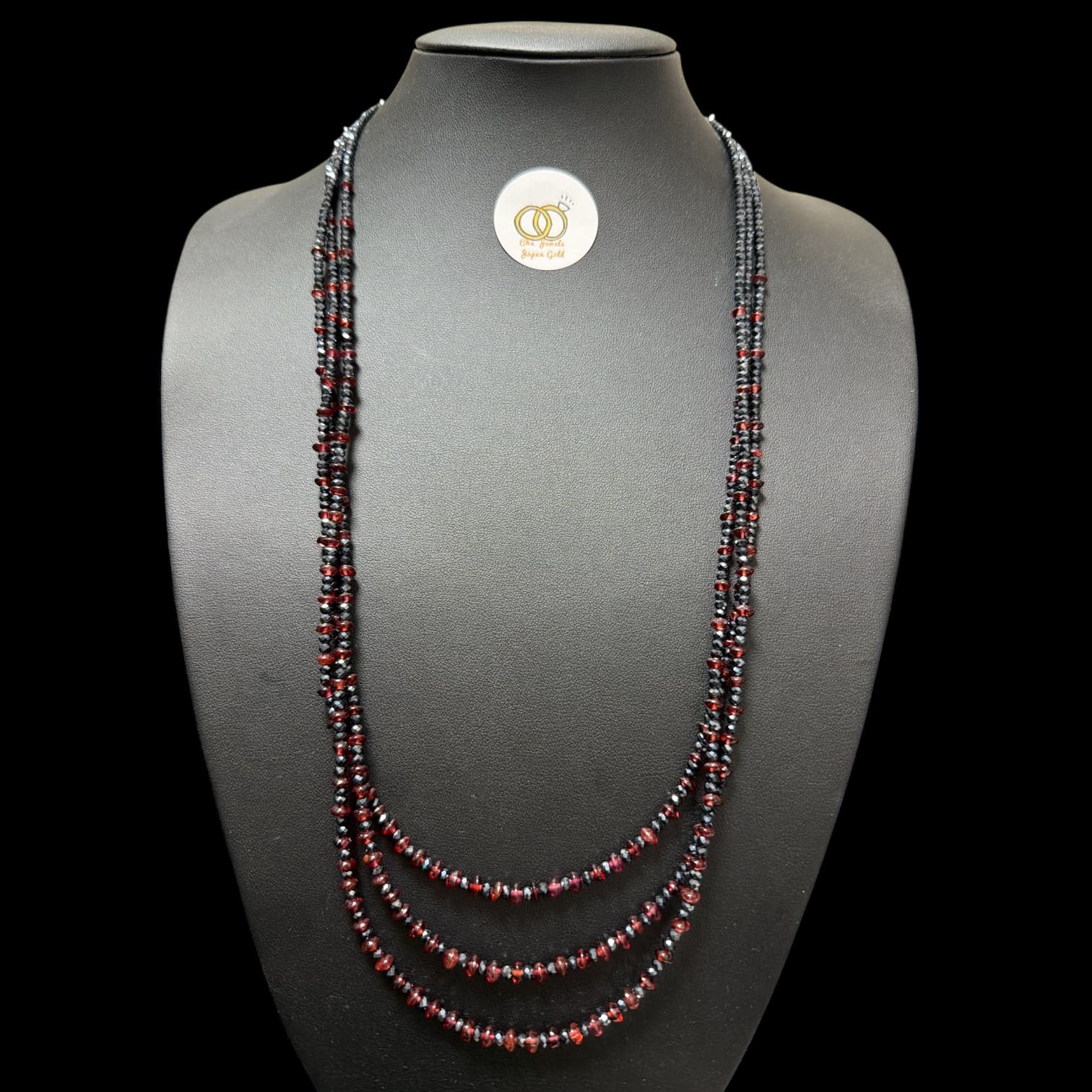 N70G3 Necklace SV925 Spinel Garnet 70cm 3 Layers