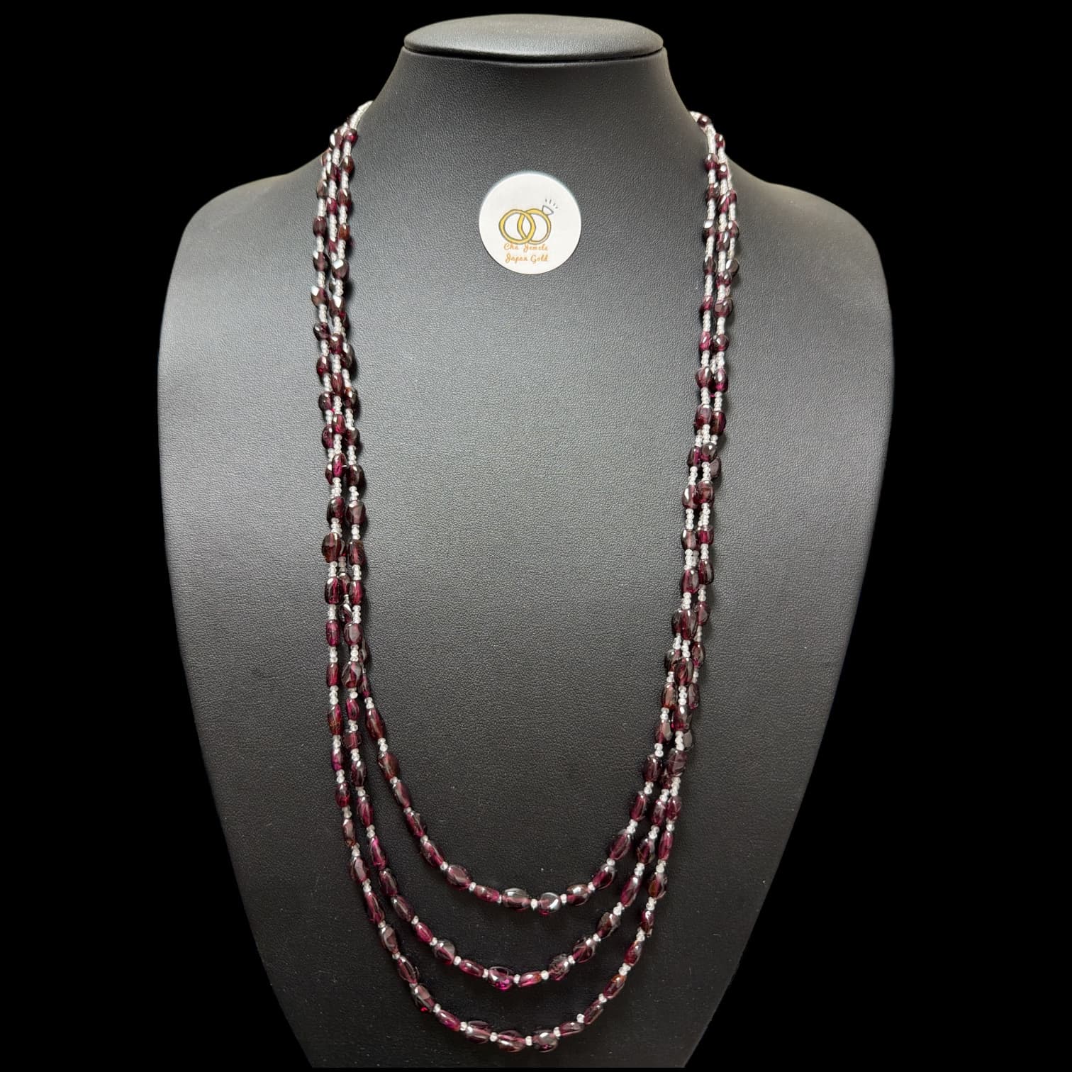 N3G70 Necklace SV925 Topaz Garnet 70cm 3 Layers