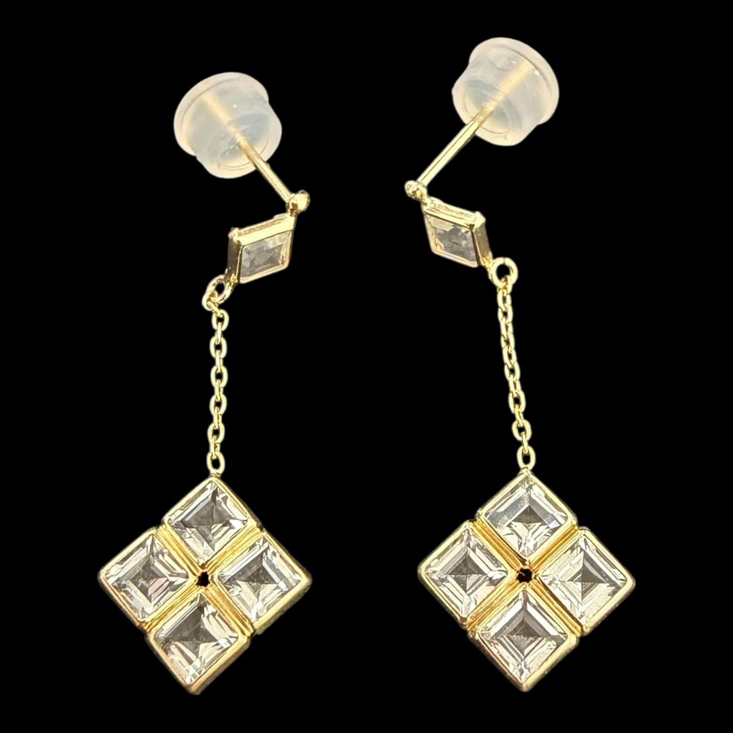 E2799 Earrings K10 0.81g Aquamarine 1.43ct Dangling
