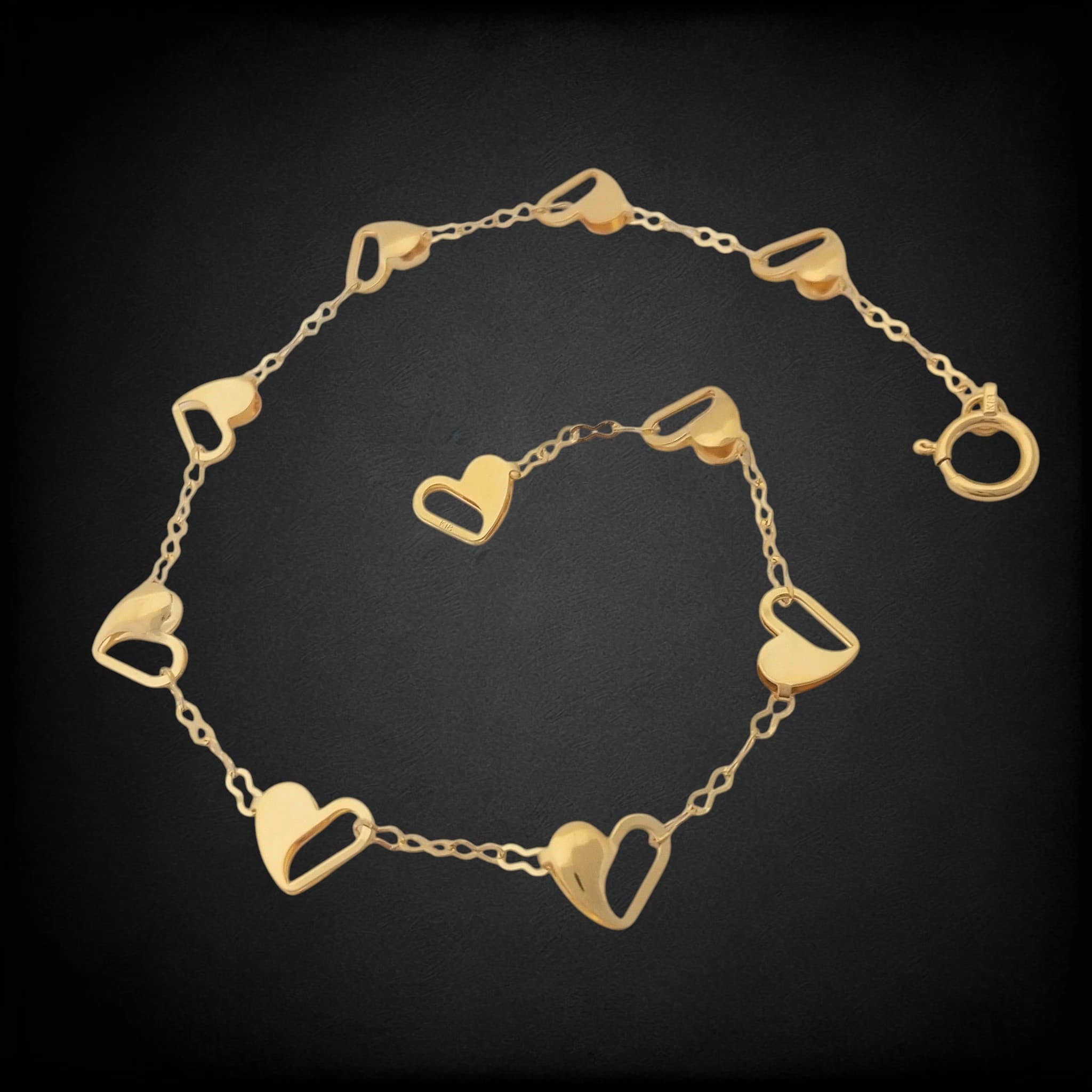 BH116 Bracelet K18 1.40g Heart Motif Chain 18cm