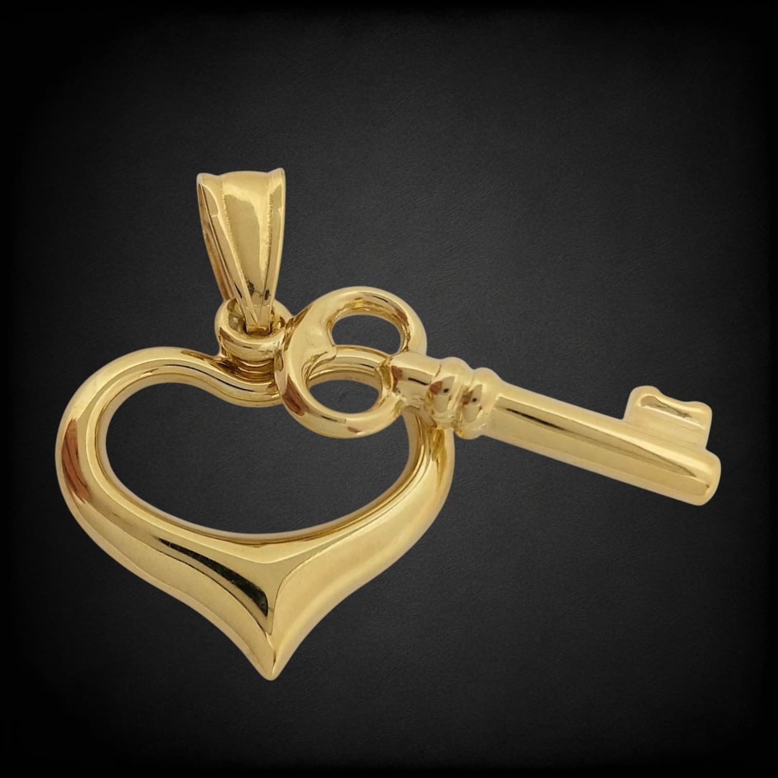 AL112 Pendant K18 1.45g Heart N' Key Top