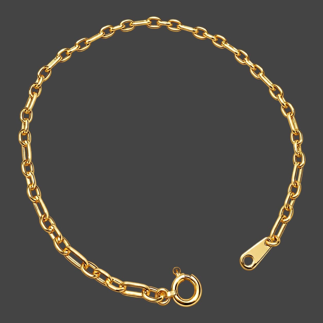 BK416 Bracelet K18 1.0g Figaro Paperclip 16cm