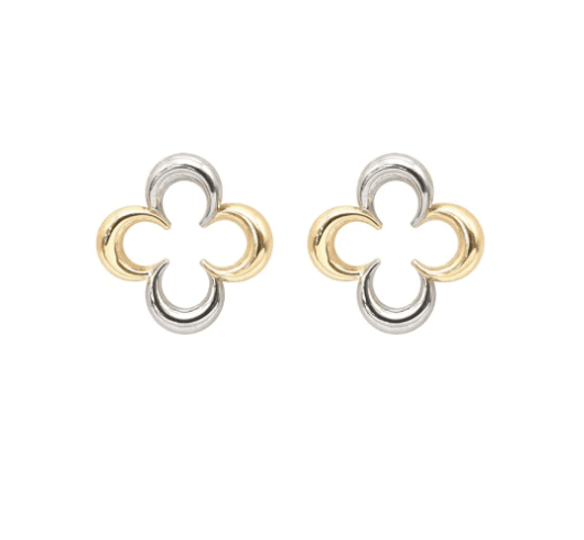 EKP14 Earrings K18/PT900 0.70g Open Clover 14mm