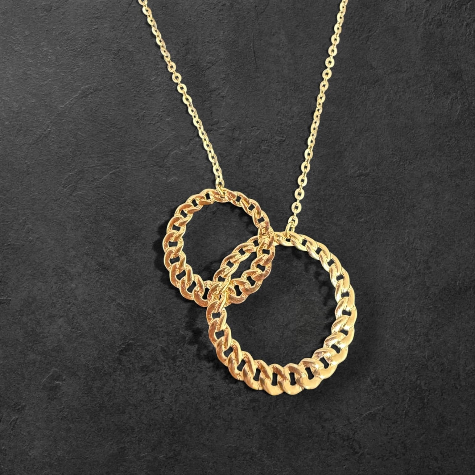 TL708 Necklace K18 3.20g Double Flat Cable Circle Top 38+5cm Adjustable