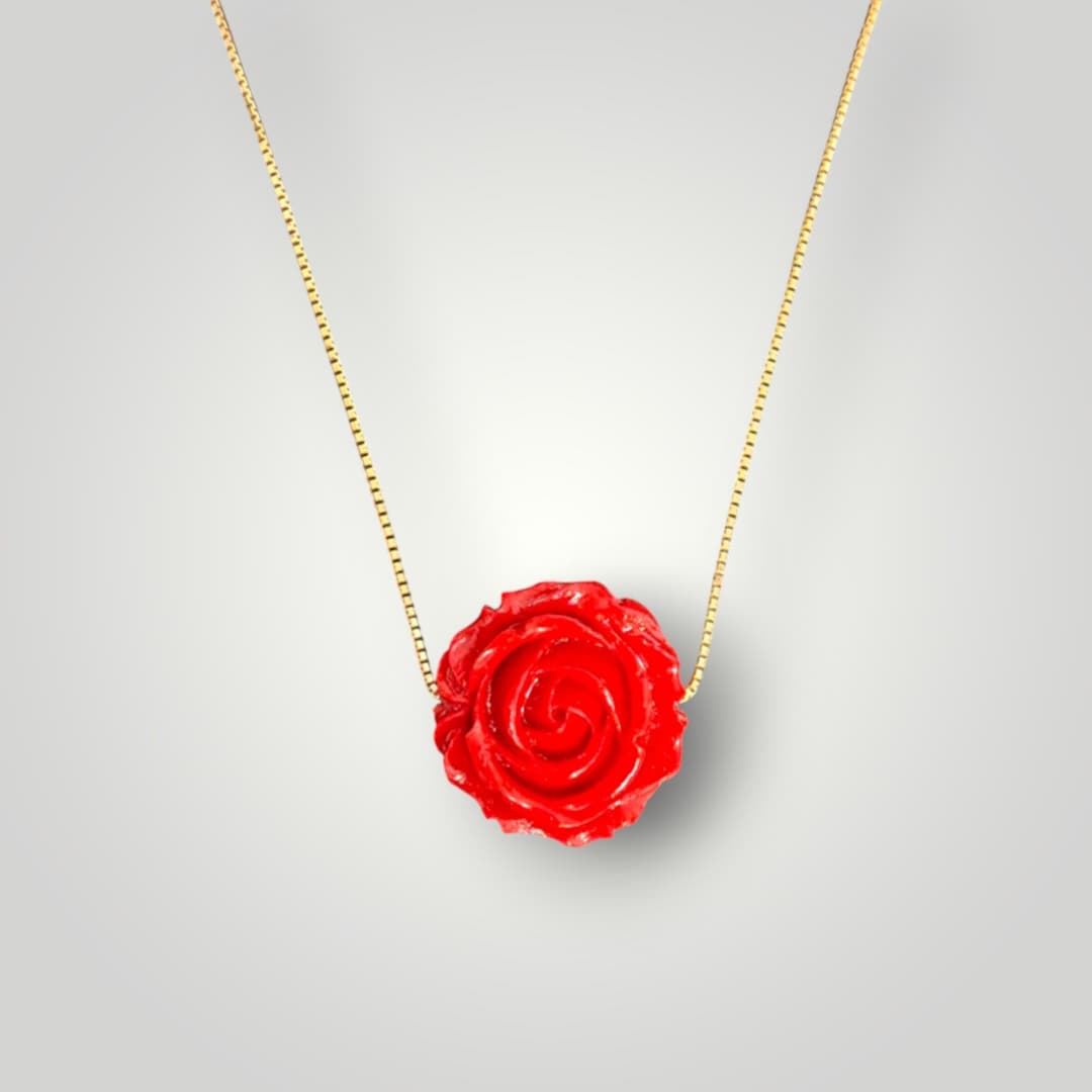N4518 Necklace K18 1.80g Venetian Pinslide Powderized Sango Flower Top 45cm