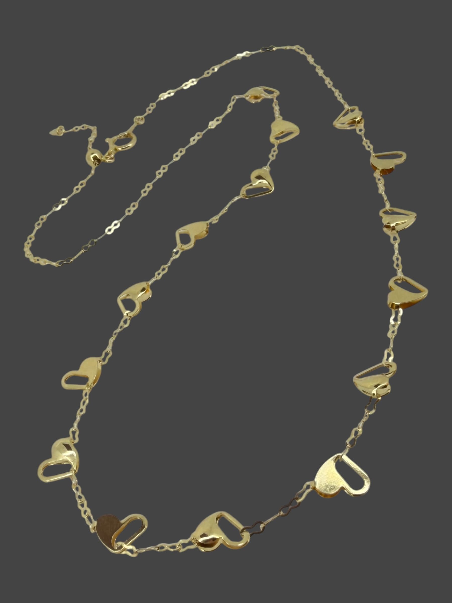 NH117 Necklace K18 2.60g Heart Motif Station 45cm