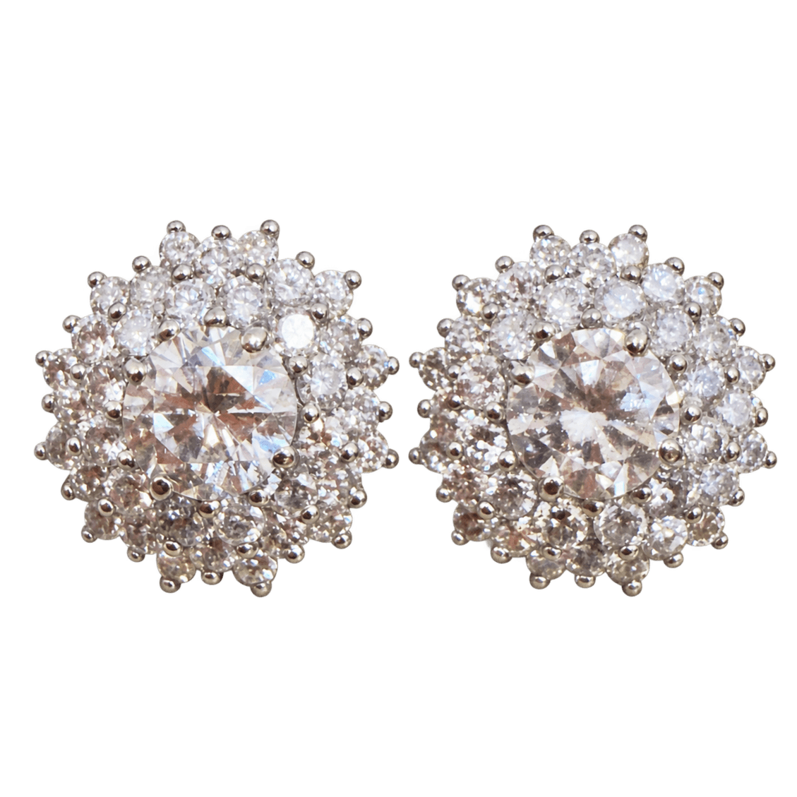 E3267 Earrings PT950/900 3.20g Diamond 0.671, 0.78ct Double Halo Stud