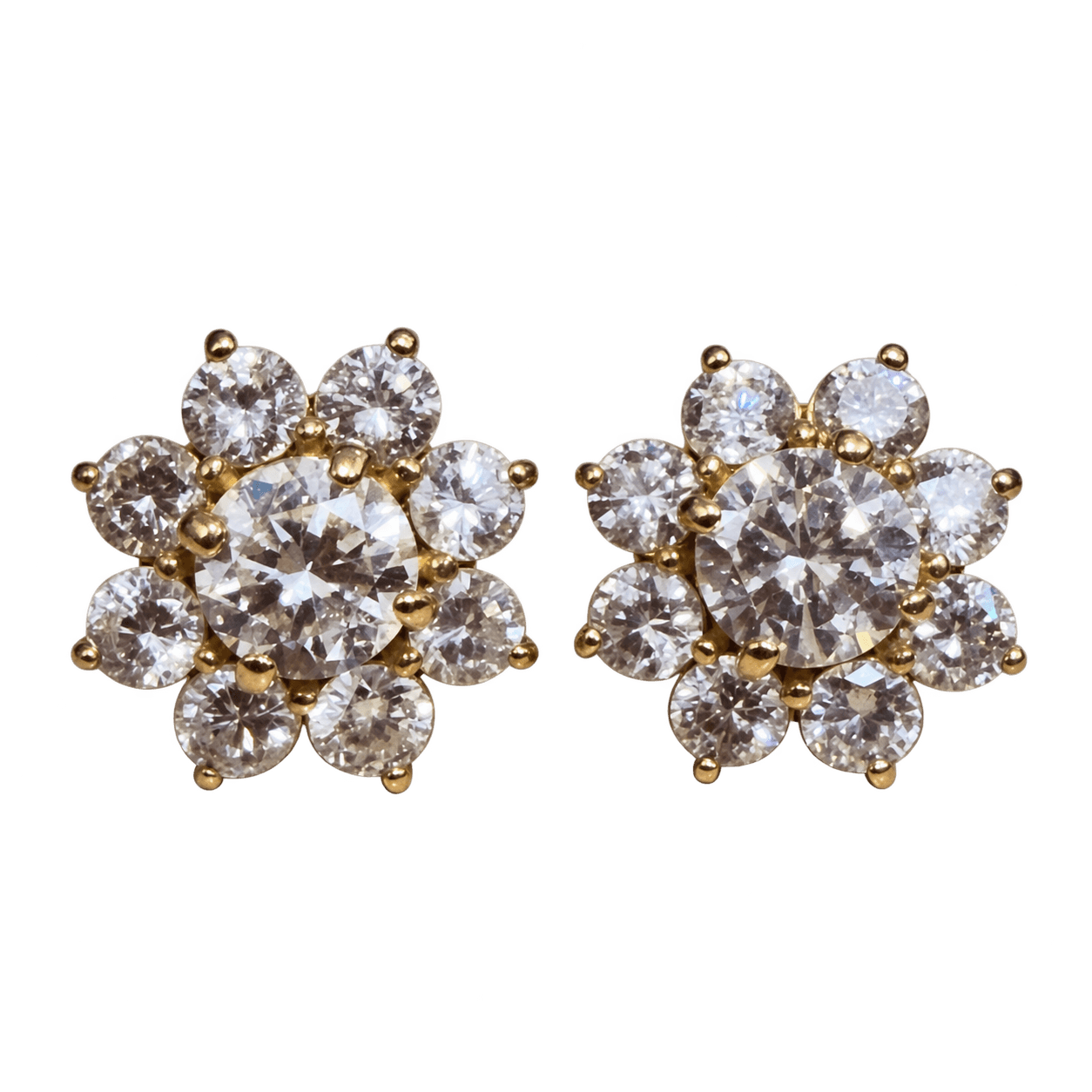 E2910 Earrings K18 2.90g Diamond 1.042, 1.56ct Floral Cluster