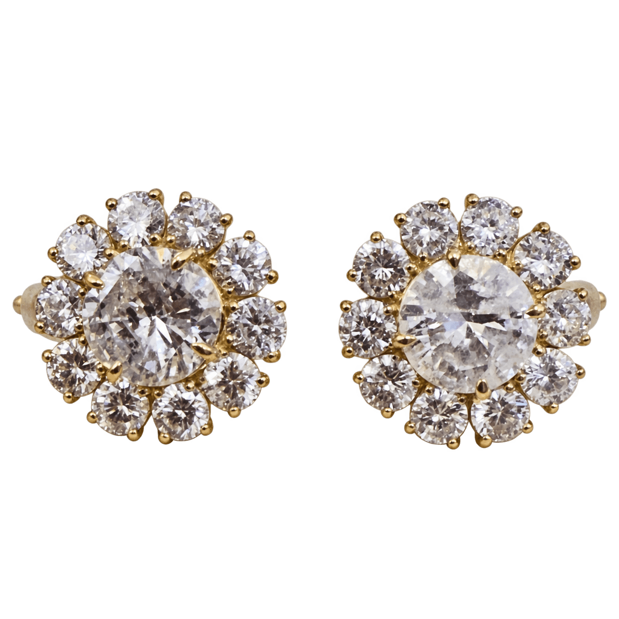 E3825 Earrings K18 3.80g Diamond 2.52, 1.84ct Floral Cluster